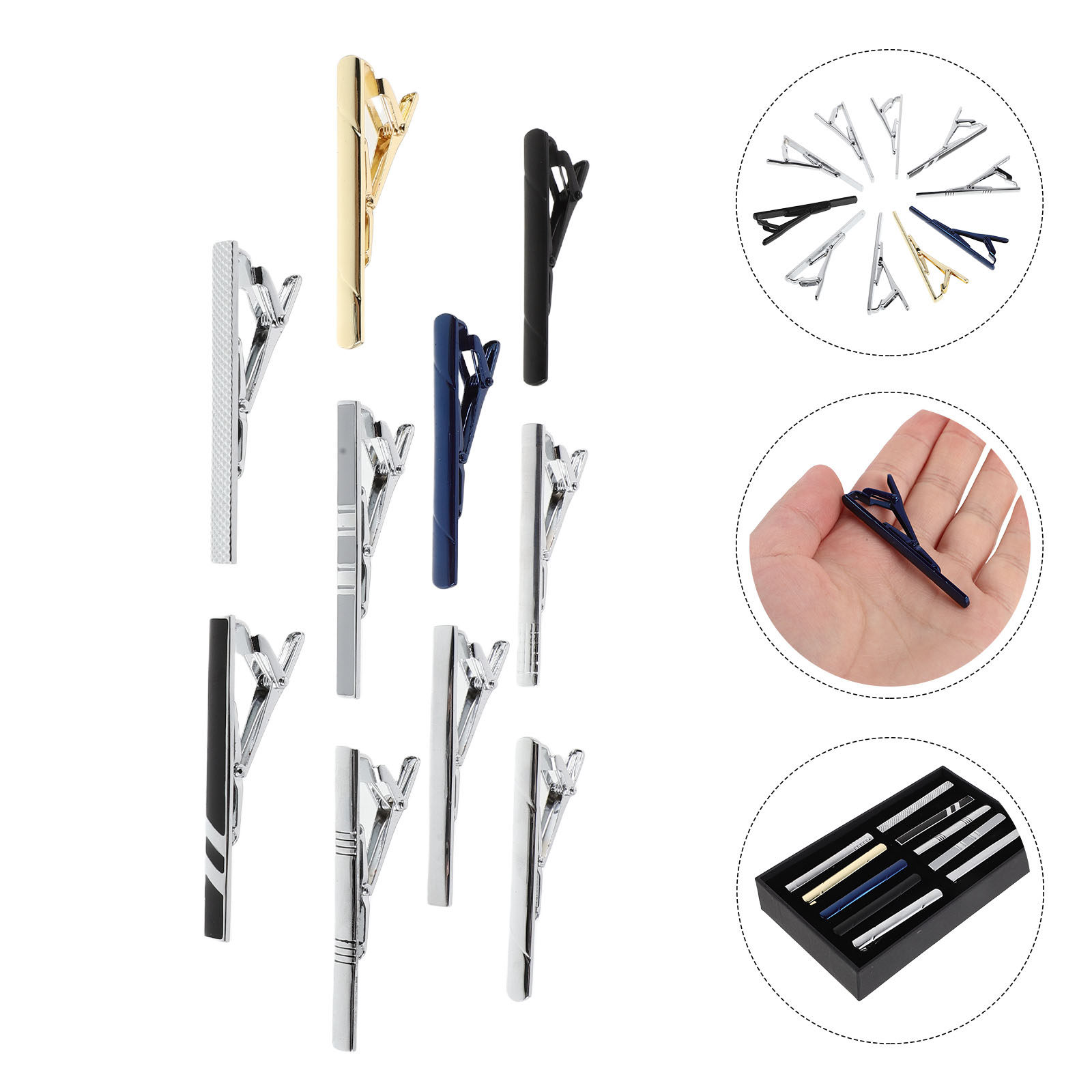 Tie Bar Set Gift - 10Pcs Set Penjepit Dasi untuk Pria,