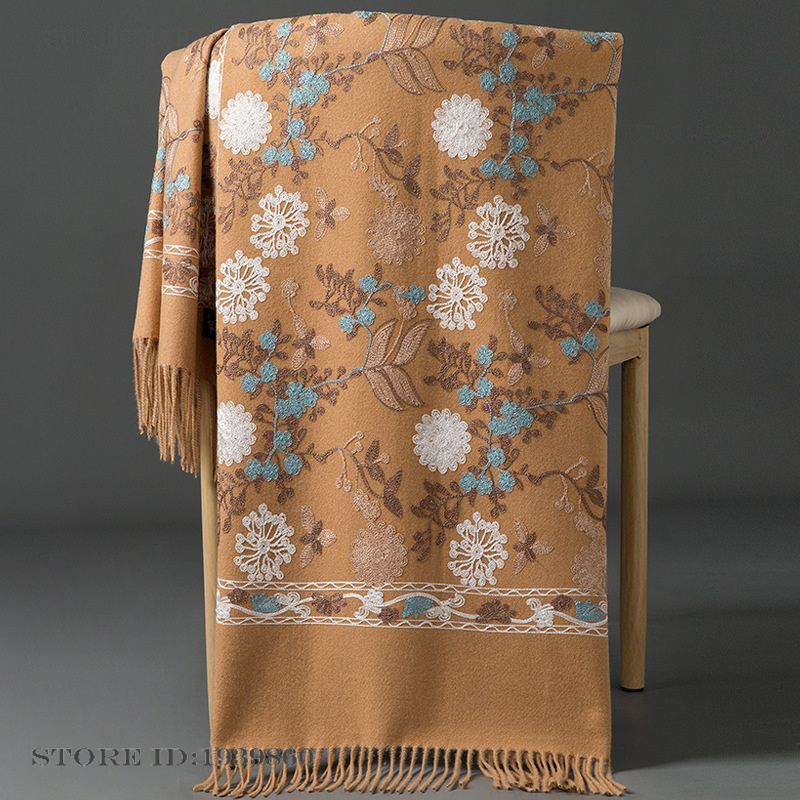 Woven Scarf Blanket - Syal Pashmina Kasmir Wanita, Selendang Panjang