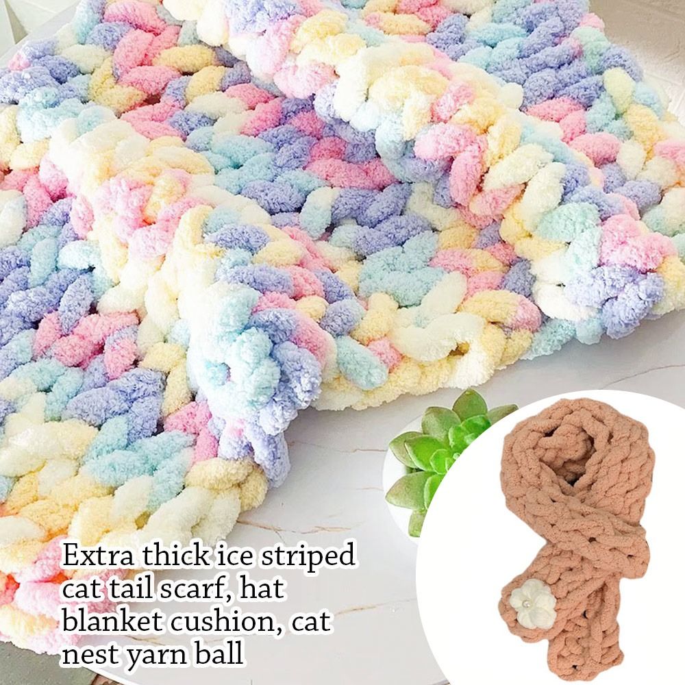 250g/bola multiwarna Chenille  - Woven Scarf Blanket ulasan dan harga