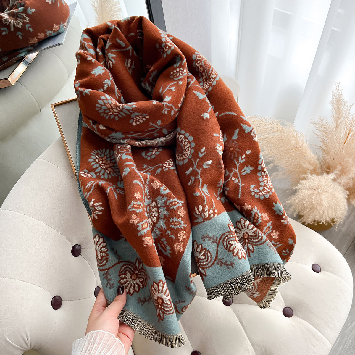 Selimut Pashmina Wanita Motif  - Woven Scarf Blanket ulasan dan harga